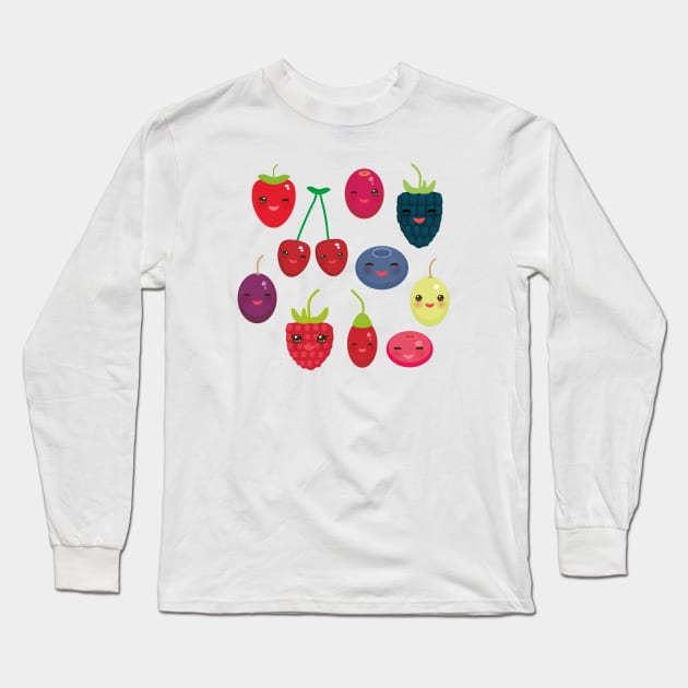 Fresh juicy berries Long Sleeve T-Shirt by EkaterinaP